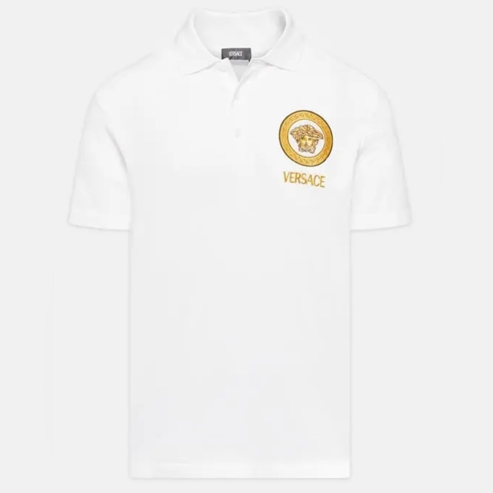 Versace Men Gold Medusa cotton polo shirt NWT